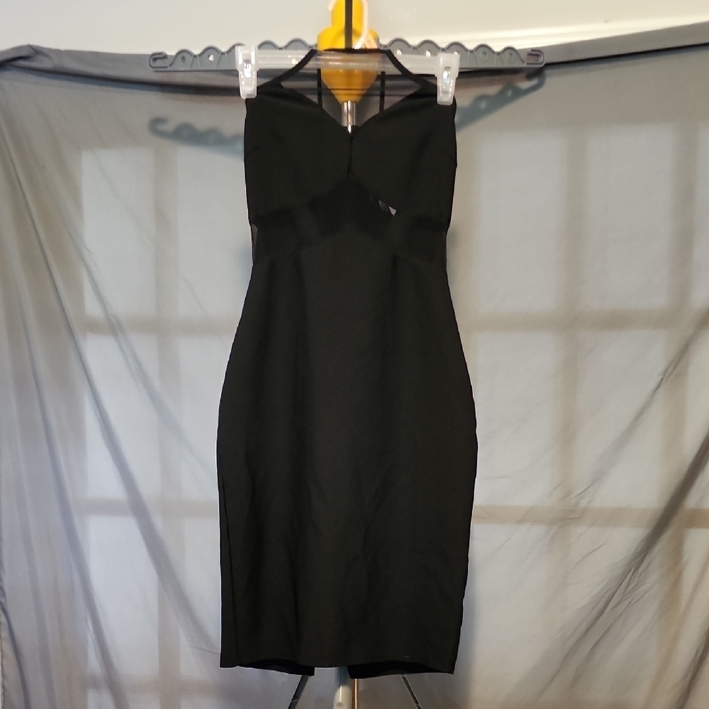 Black Strapless Sweetheart Bodycon Dress